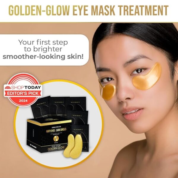 DERMORA Golden Glow Under Eye Patches (15 Pairs Eye Gels) - Rejuvenating Treatment for Dark Circles, Puffy Eyes, - Image 2