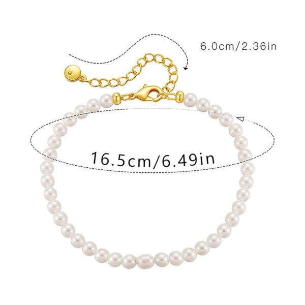 Gold Tiny Pearl Bracelets for Women Dainty - Image 2