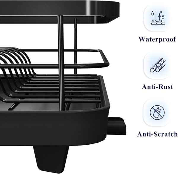 Kitsure Dish Drying Rack- Space-Saving Dish Rack, Dish Racks for Kitchen Counter, Stainless Steel Kitchen Drying Rack with a Cutlery Holder, - Image 4