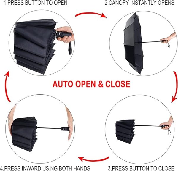 Travel Essentials Umbrella Windproof Compact Collapsible Light - Image 5