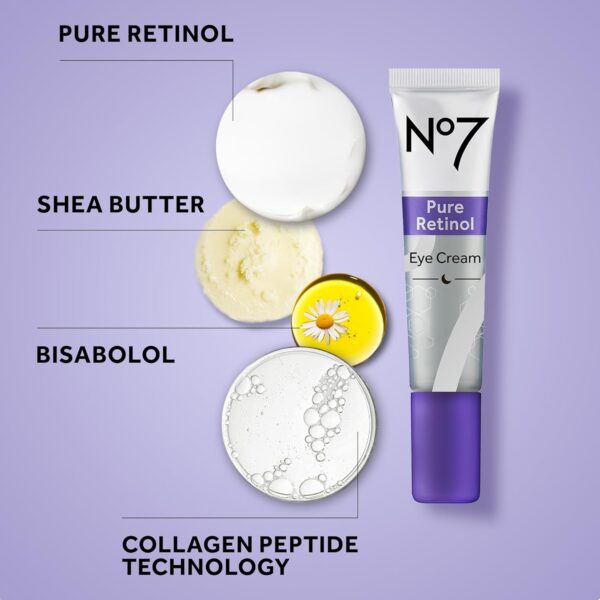 No7 Pure Retinol Eye Cream - Under Eye Cream for Wrinkles, - Image 4