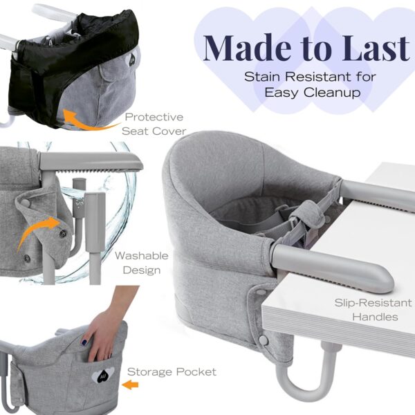 Portable Baby High Chair - Fast-Lock Clip-On Travel High Chair for Babies & Toddlers, - Image 3