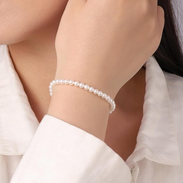 Gold Tiny Pearl Bracelets for Women Dainty - Image 3