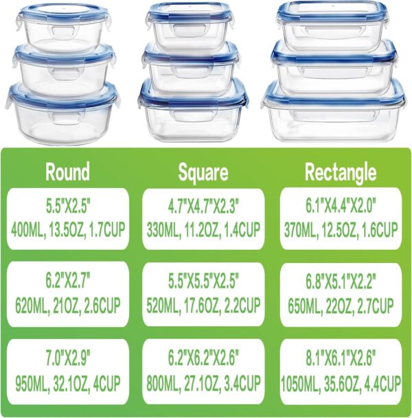 HOMBERKING Glass Food Storage Containers with Lids - Image 2