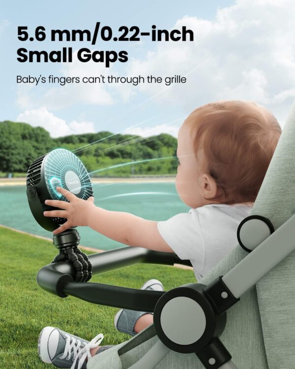 Gaiatop Mini Portable Stroller Fan, Battery Operated Small Clip - Image 2