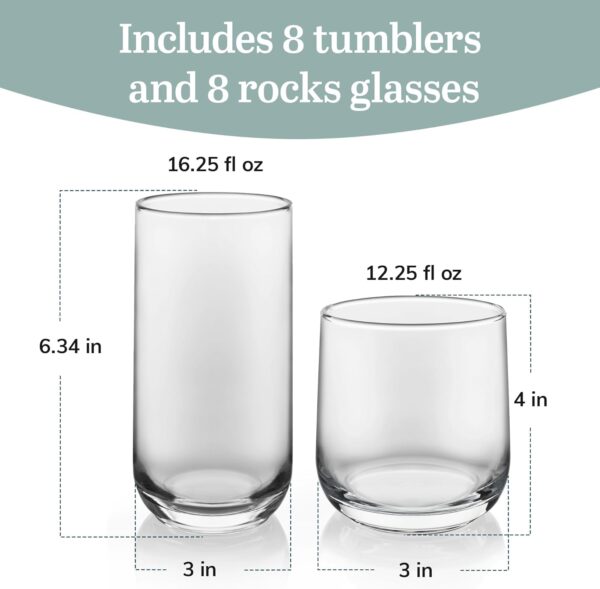 Libbey Ascent 16-Piece Tumbler and Rocks Glass Set - Image 3