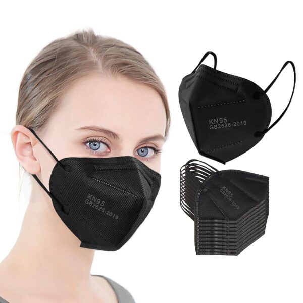 LEMENT 25pcs KN95 Face Mask Black 5 Layer Cup Dust Safety Masks Filter - Image 2