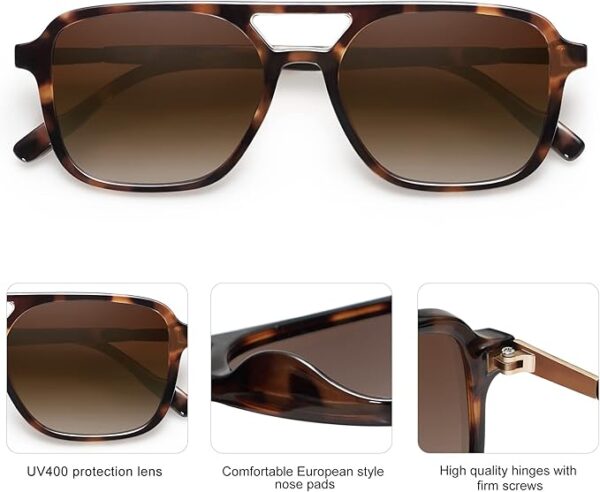 SOJOS Retro Aviator Sunglasses for Women Men,Trendy Rectangle Womens Mens Shades Sun Glasses - Image 4
