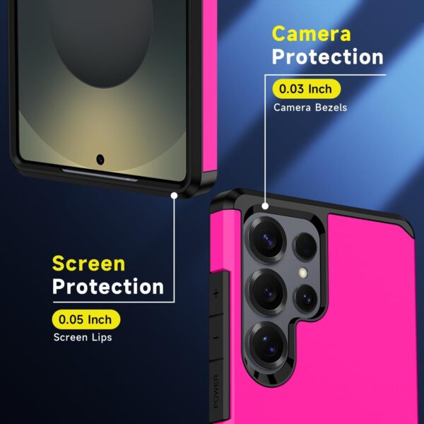 3 in1 for Samsung Galaxy S25 U Phone case with Tempered Glass Screen Protector+Camera Lens Protector,Samsungs S25 U Phone case,Silicone Durable Armor for Samsung Galaxy S25 U case (Hot Pink)As an amazon associate - Image 2
