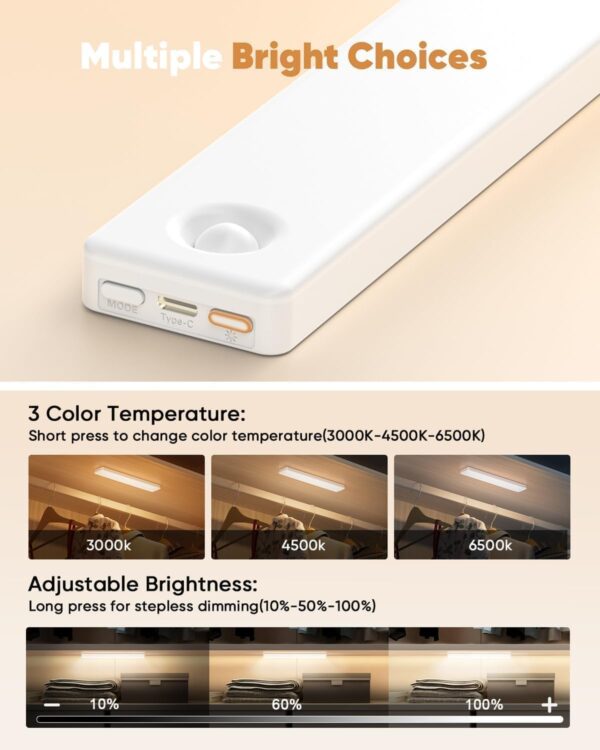Under Cabinet Lighting,3 Color Temperatures Motion Sensor Light Indoor - Image 3