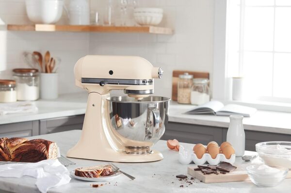 KitchenAid Artisan Series 5 Quart Tilt Head Stand Mixer with Pouring Shield KSM150PS, Almond Cream - Image 2