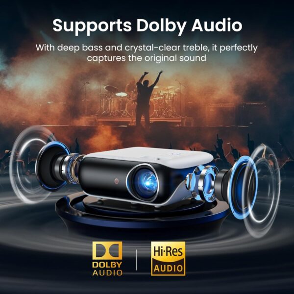 Official Licensed Google TV Smart Projector, HAPPRUN 4K UHD Home Theater with Dolby Sound, Wi-Fi & Bluetooth, Built-in Streaming Apps, Compatible with Games Consoles & Smartphone, Indoor & Outdoor - Image 4