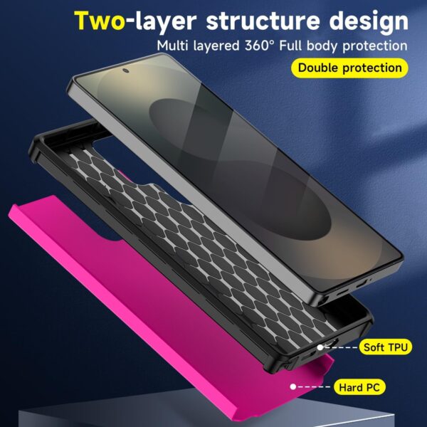 3 in1 for Samsung Galaxy S25 U Phone case with Tempered Glass Screen Protector+Camera Lens Protector,Samsungs S25 U Phone case,Silicone Durable Armor for Samsung Galaxy S25 U case (Hot Pink)As an amazon associate - Image 3