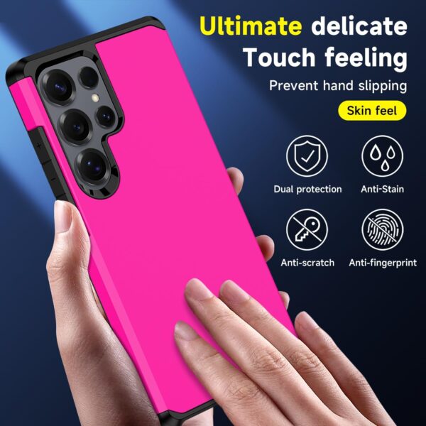 3 in1 for Samsung Galaxy S25 U Phone case with Tempered Glass Screen Protector+Camera Lens Protector,Samsungs S25 U Phone case,Silicone Durable Armor for Samsung Galaxy S25 U case (Hot Pink)As an amazon associate - Image 4