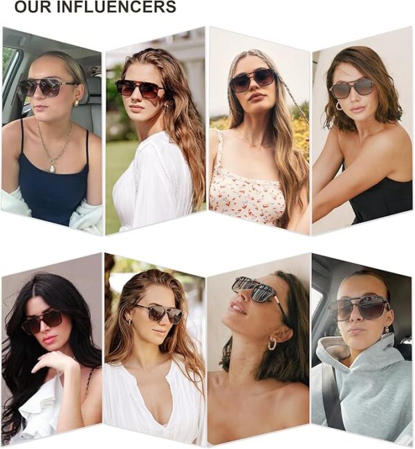 SOJOS Retro Aviator Sunglasses for Women Men,Trendy Rectangle Womens Mens Shades Sun Glasses - Image 2