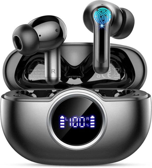 Wireless Earbuds, 2025 Bluetooth 5.4 Headphones Hi-Fi Stereo 3D Bass Ear Buds, 4 ENC Noise Cancelling Mic, 36Hrs USB-C in-Ear Earphones, IP7 Waterproof Workout Sport for Laptop Pad Android iOS